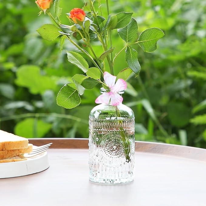 Glass Bud Vases in Bulk,Small Glass Vases for Flowers as Wedding Centerpieces for Tables,Clear Flower Vases Suitble for Wedding Decorations,Home Decor (Clear, 12 pcs)