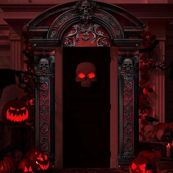 3 Pcs Halloween Cemetery Archway Halloween Cemetery Banners Gothic Outdoor Banners Sign Banner Decorations for Outdoor Party Supplies (Red Classic)