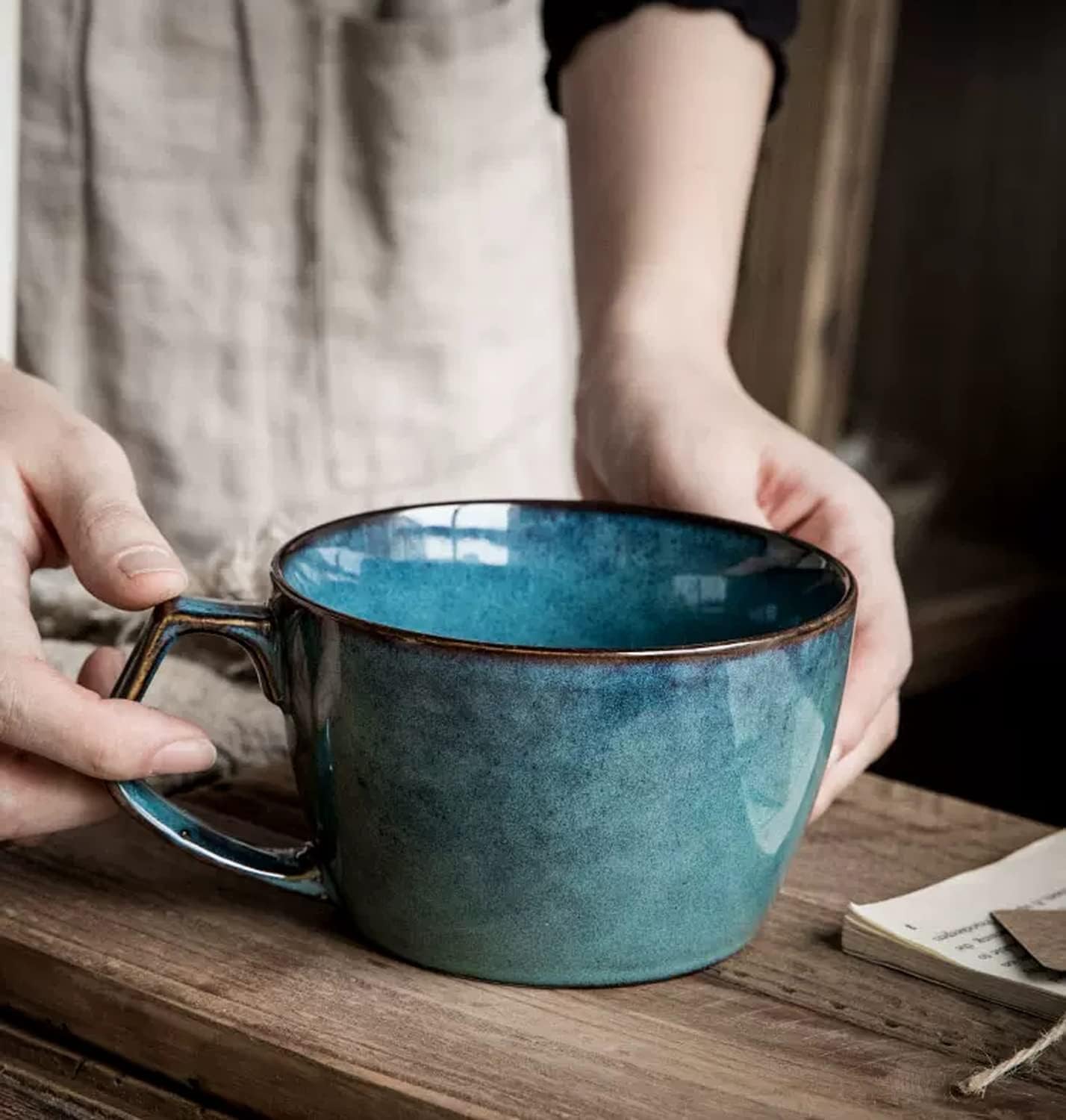 Large Soup Bowl with Handle, 700ml Coffee Mug, Cereal Breakfast Cup, Suitable for Milk Desserts, Oatmeal, Microwave Safe