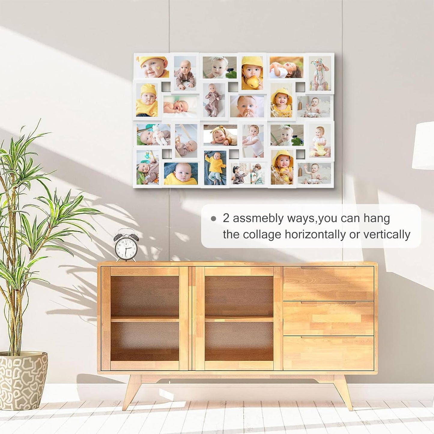 HELLO LAURA 4x6 Picture Frame Collage Wall Decor 24 Opening Photos Collage Frame for Wall Picture Frame 6" x 4" Photo Sockets x 24 - White