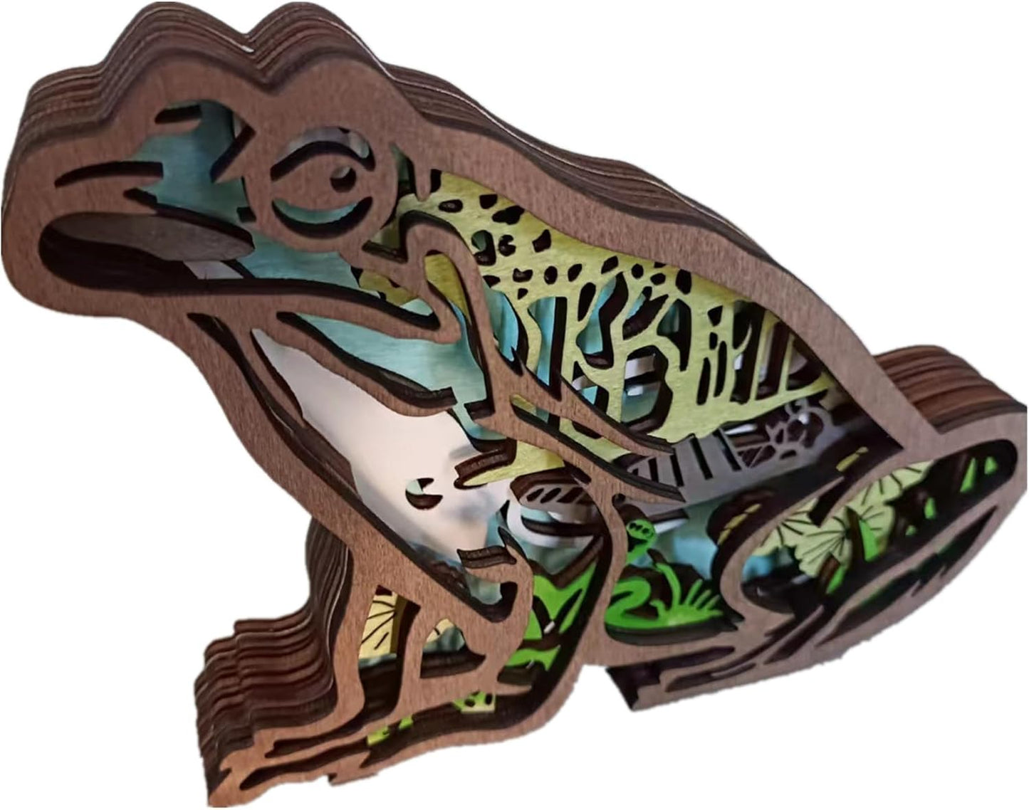 Forest AnimalDesk Art Decor Wooden Farmhouse Table Decoration, Cabin Decor Nursery Decor Mountain Decor for Bedroom Living Room (Frog)