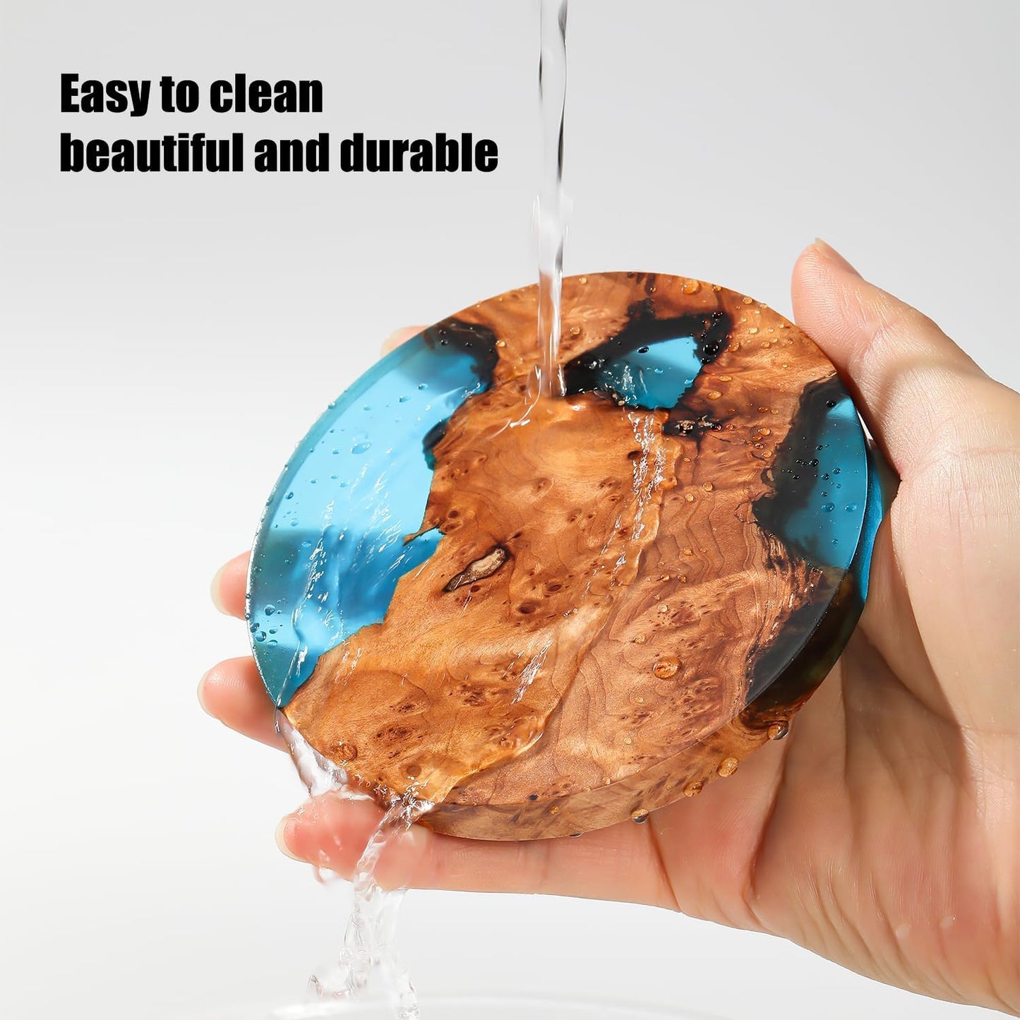 Drink Coaster Set, Wooden Bar Coasters, Resin Coaster for Coffee Table, Tabletop Decorative Artwork, Unique, Handmade & Aesthetically Pleasing for Home, Office, Bar Decor,Coasters Set of 4