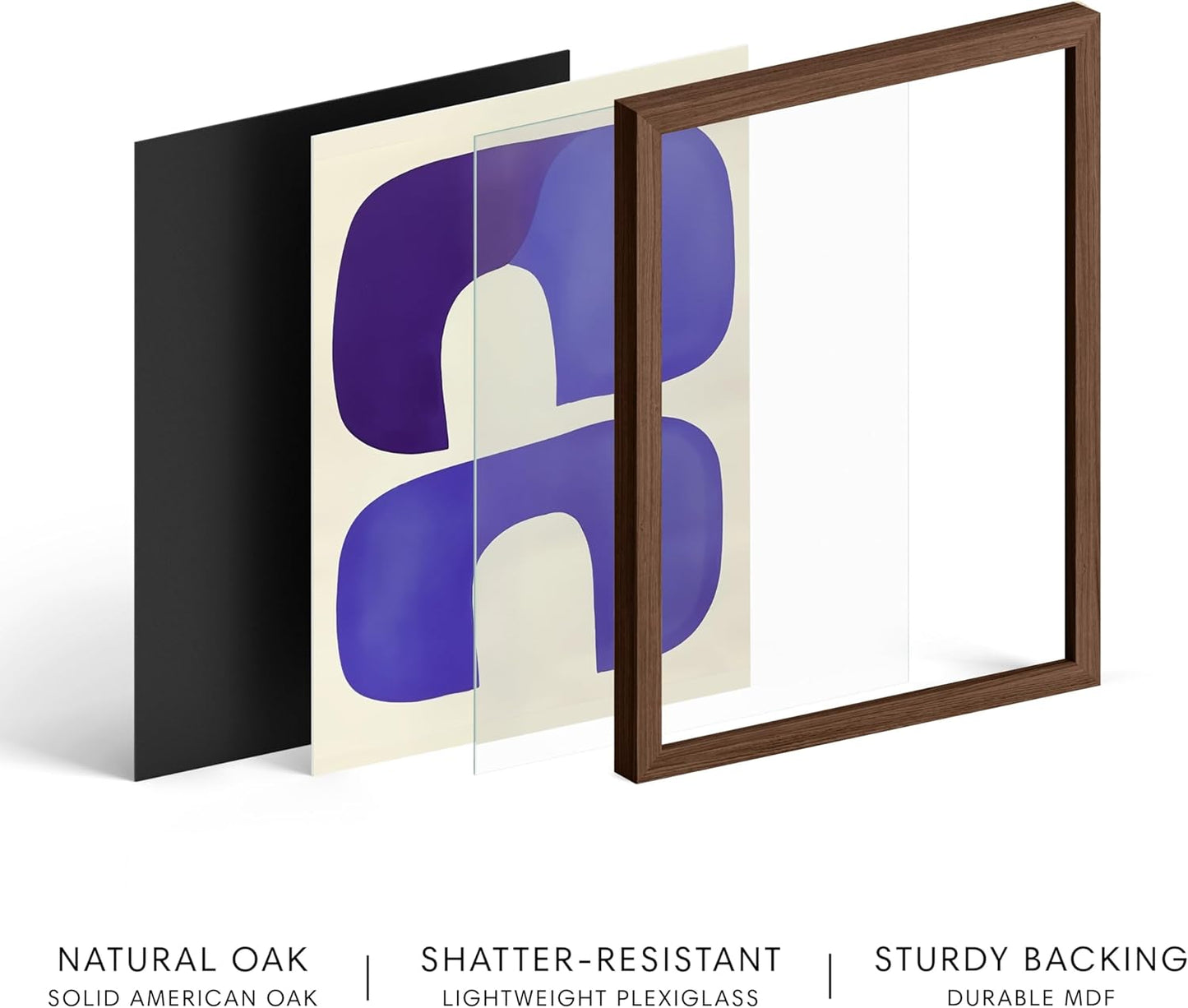 HAUS AND HUES Modern Abstract Wall Art - Blue and Green Living Room Art, Modern Artwork for Walls, Minimalist Picture for Living Room(Blue Tribal Shapes, Walnut Frame, 11x14)