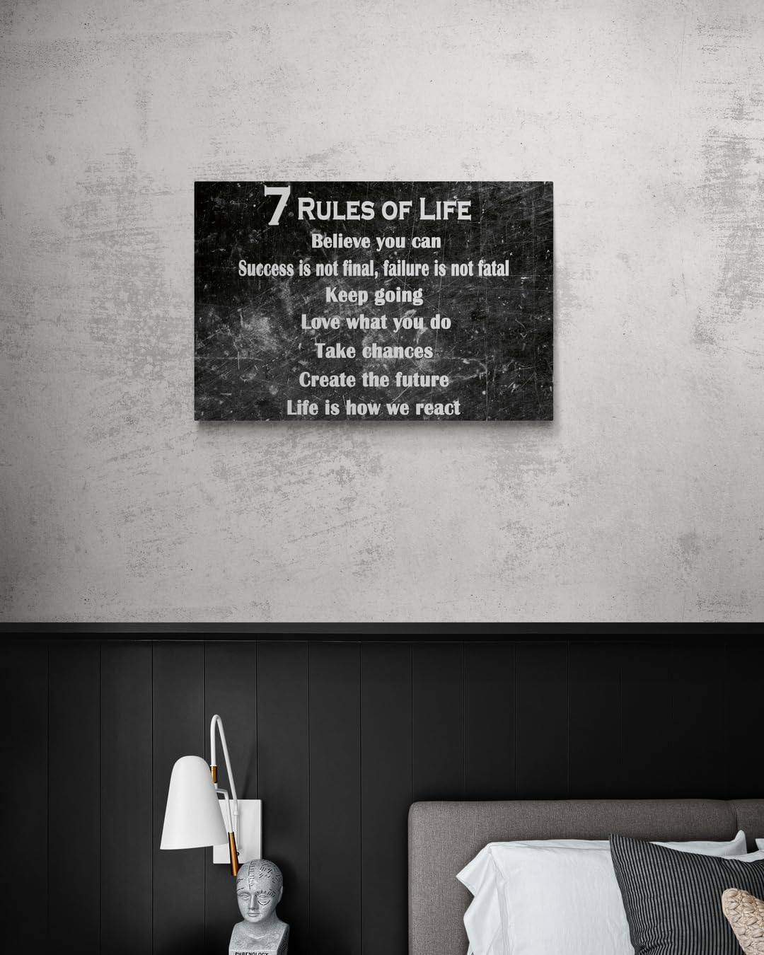 GoForArt Motivational Canvas Wall Art, Famous Quote Inspirational Prints Wall Decor, 7 Rules Of Life Art Print for Office Living Room, Positive Poster Bedroom Dining Room Artwork Home Decoration