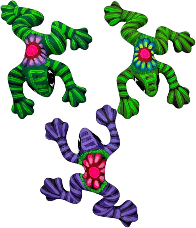 Generic Talavera Frog Guerrero Sculpture Mexican Pottery Folk Art Multicolor Home Decor Handmade Hand Painted Indoor Outdoor Garden 6"" (Multicolor 12)