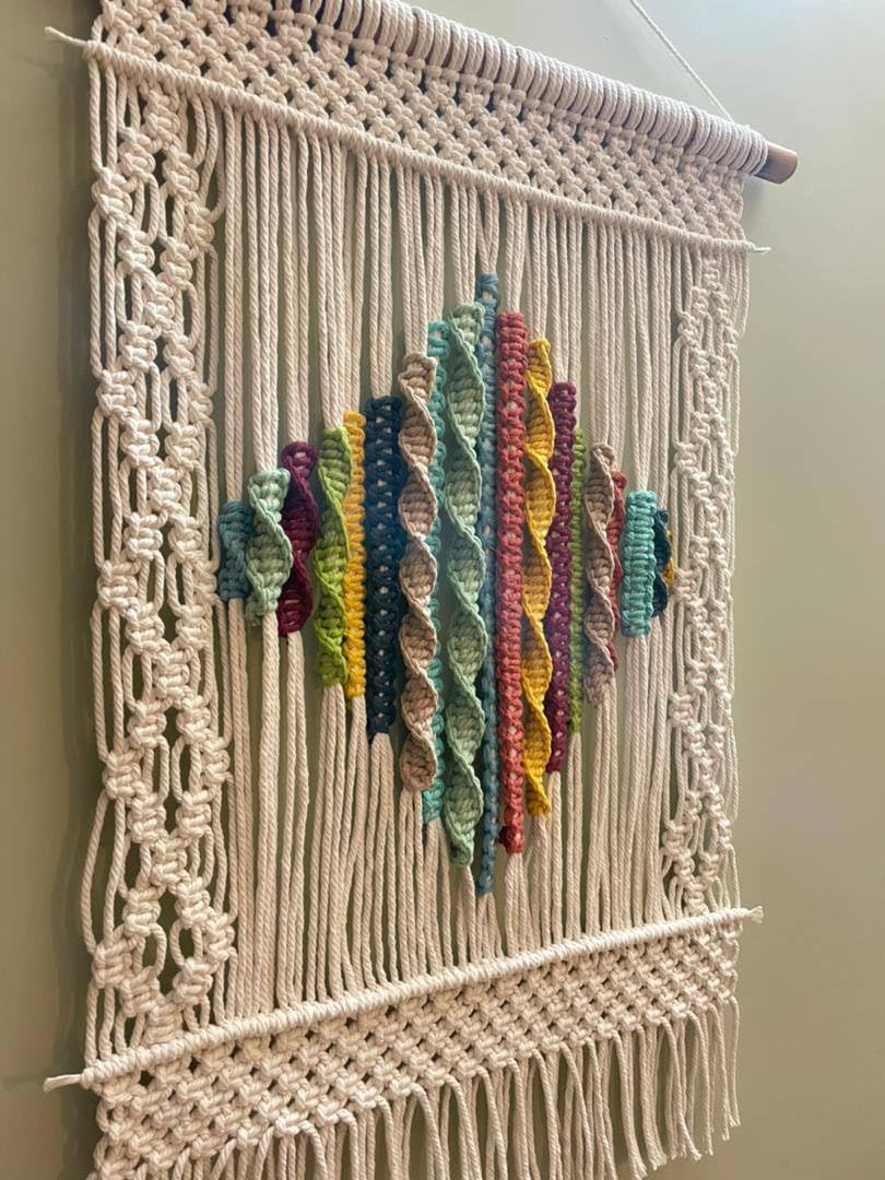Knots & Beyond 'Haven' Collection, Macrame Wall Hanging, Boho Woven Tapestry, Yarn Art, Living Room & Bedroom Decor, 21.6" x 27.5"