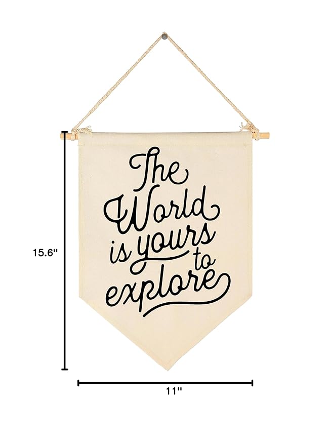 The World Is Yours To Explore-Adventure Flag Sign Gifts for Baby Newborn Boys Girls Kids-Banner Wall Decor Gifts for Nursery Bedroom Playroom Front Door-Baby Gift Shower-New Home Gift