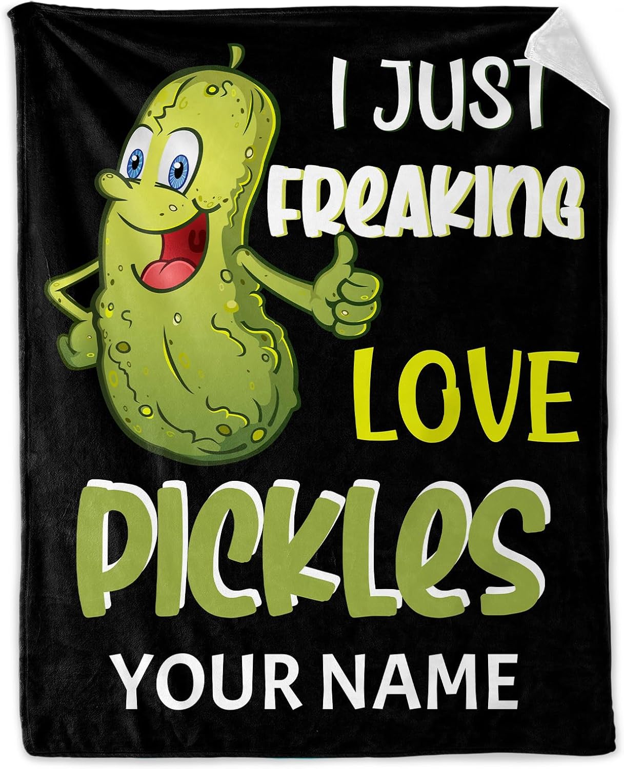 Custom Pickle Blanket for Girls - 30x40 Inches Lap Size with Name - Soft Fuzzy Plush Throws Gift - Colorful Funny Throw Blanket for Couch, Office