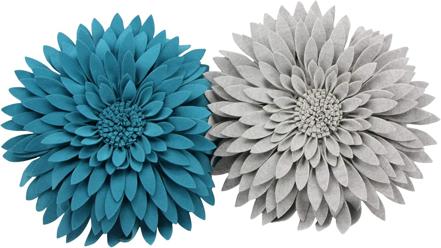 Contempo Lifestyles 3D Daisy Flower Decorative Pillow - Patented Design, Couch & Bed Decor (14.5" Flower, 13" Pillow, Heather Grey)