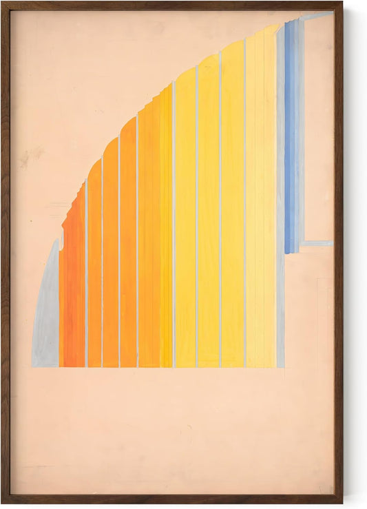 HAUS AND HUES Colorful Abstract Wall Art - Minimalist Retro Picture for Living Room Decor, Red and Pink Modern Wall Art Painting (Winold Reiss, Walnut Frame, 24x36)