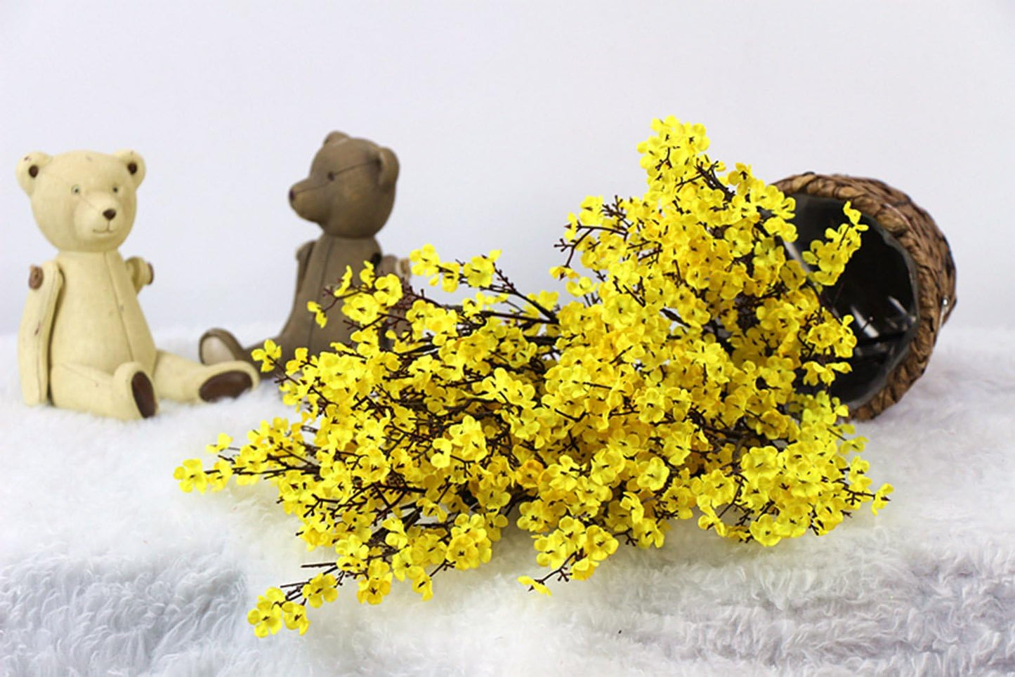 JAKY-Global Babys Breath Fabric Cloth Artificial Flowers 6 Bundle European Fake Silk Plants Decor Wedding Party Decoration Bouquets Real Touch DIY Home Garden(Yellow)