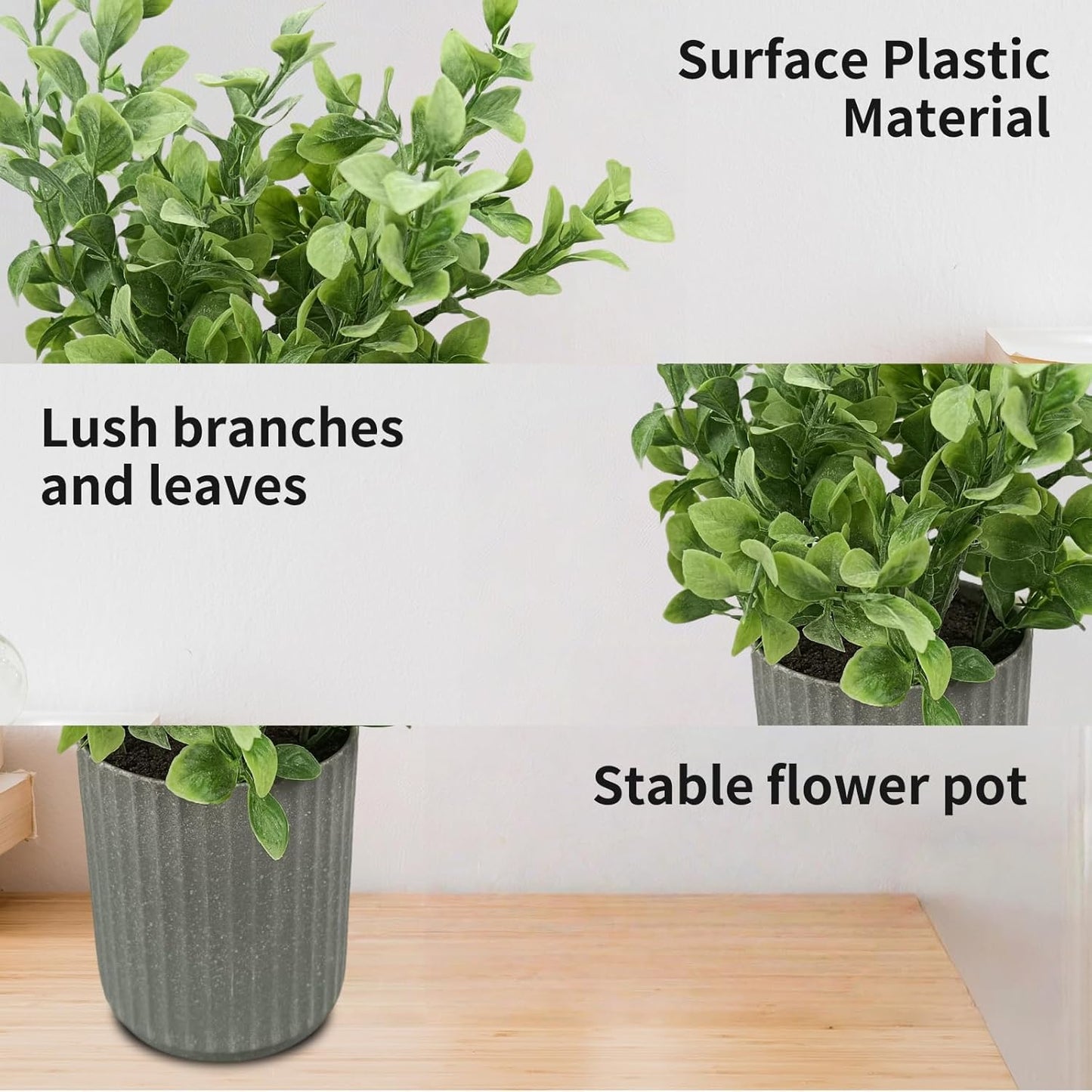 Cutepet 4 Pack Small Fake Plants Set, Mini Faux Plants Indoor/Outdoor Potted Plants， Artificial Greenery for Home Office Farmhouse Bathroom Table Decoration