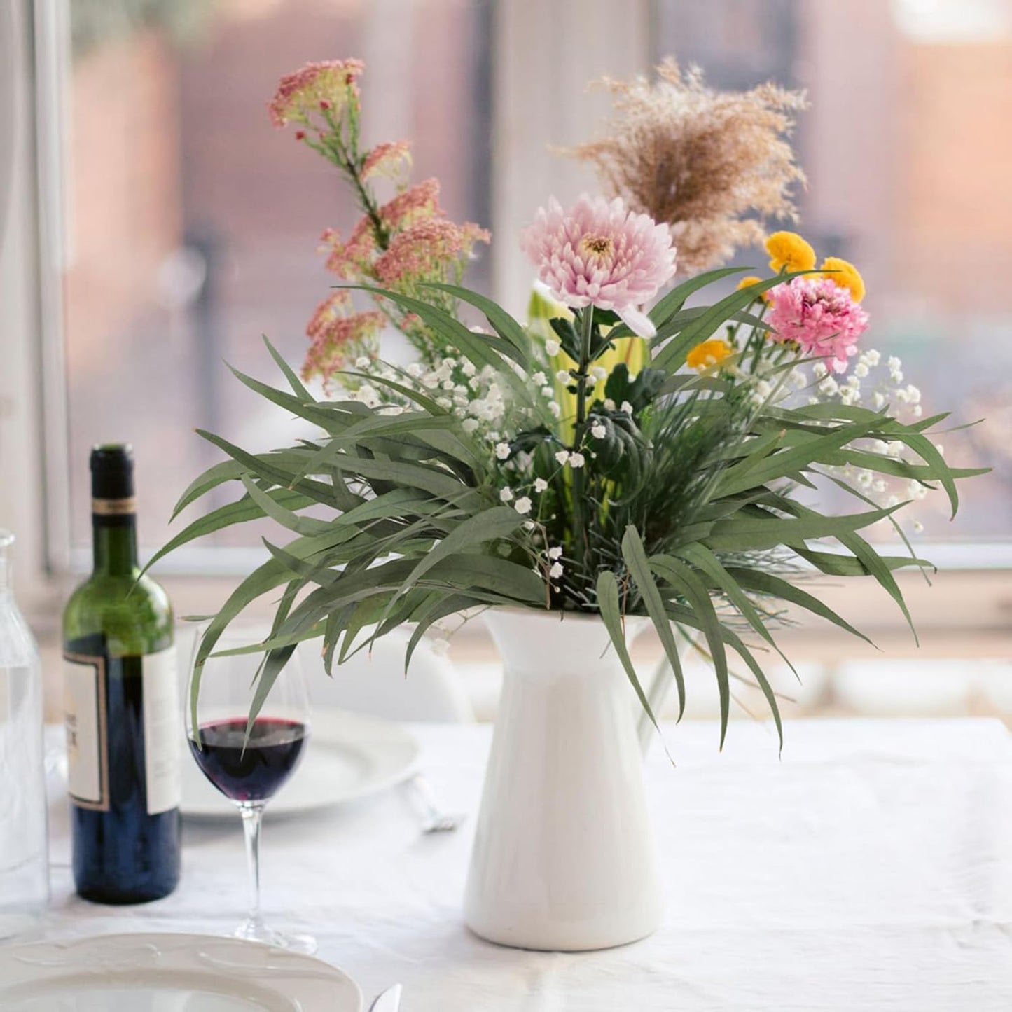 Eucalyptus Stems, 20PCS 17inch Real Fresh Dried Eucalyptus Branches for Shower Wedding Spring Festival Vase Home Decoration