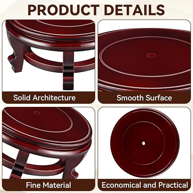 Yoiemivy 8 Inch Wooden Plant Stand Indoor Flower Pot Base Vase Display Shelf Chinese Fishbowl Planter Stands for Display Oriental Style Plant Pot Pedestal Stand