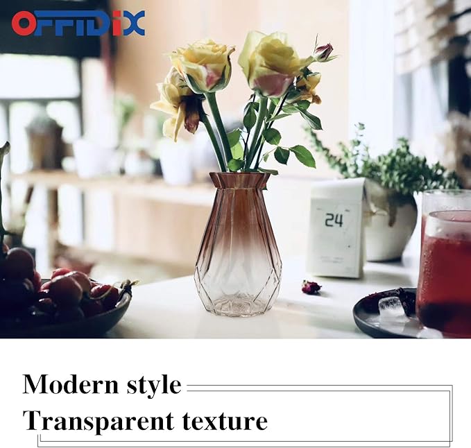 OFFIDIX Glass Vase Gradient Multicolor with Geometric Faceted Design Art Decorative Flower Vase for Wedding, Dinning, Bookshelf, Home Decoration or Gift