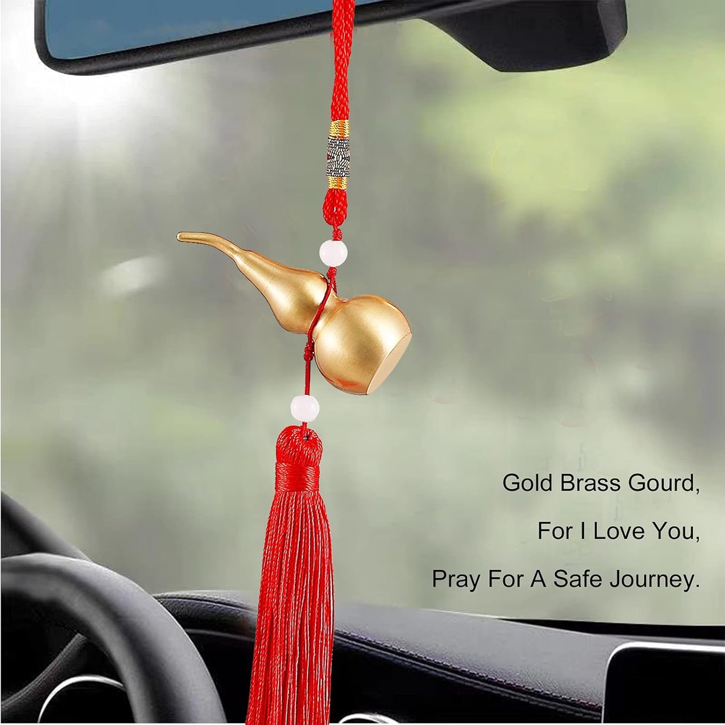 Hanging Decoration Good Luck Wu Lou Gourd,with Tassel for Housewarming Statue Charm Amulet Home Decor,3.18 inch Tall,Full Brass, Hu Lu Bring You Wealth Peaceful, Safty, Healthy,Success