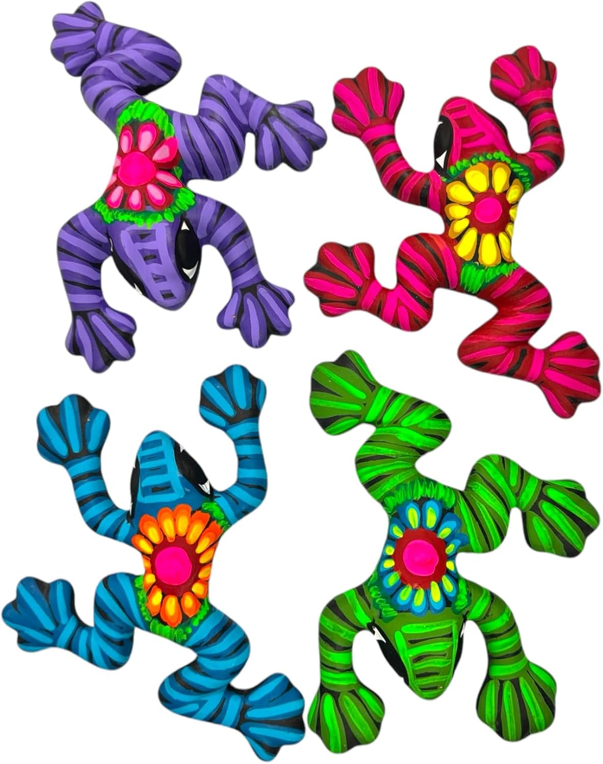 Generic Talavera Frog Guerrero (4) Sculpture Mexican Pottery Folk Art Multicolor Home Decor Handmade Hand Painted Indoor Outdoor Garden 6"" (Multicolor 3)