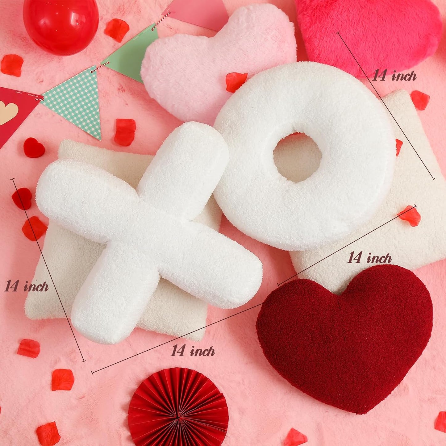 EastTree XO Pillows, Christmas Love XO Shaped Pillow, White Throw Pillows, Love Pillow Gifts, Ultra Soft Teddy Fleece Wedding Pillows, Women Girls Kid Room Decor, Valentine's Day Decor 14x14 Inch