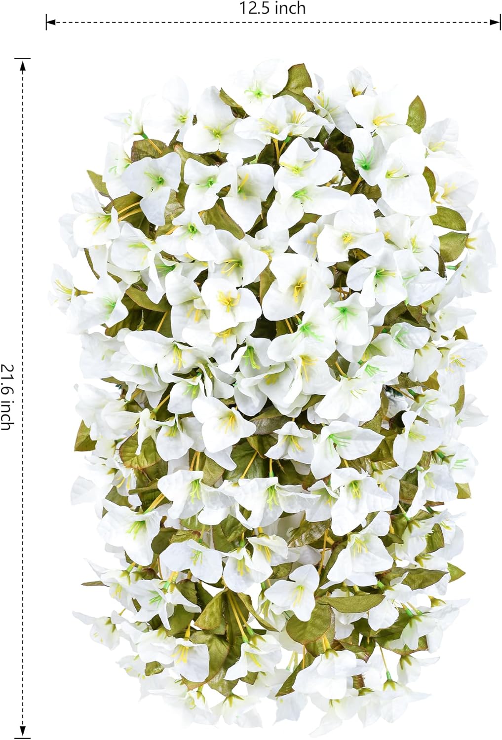 HyeFlora Bougainvillea Artificial Hanging Flowers Plants for Outdoors Winter Decoration, 2pcs Faux Bougainvillea Vines White Fake Flowers Realistic UV Resistant Silk Flowers for Outside Planter Yard