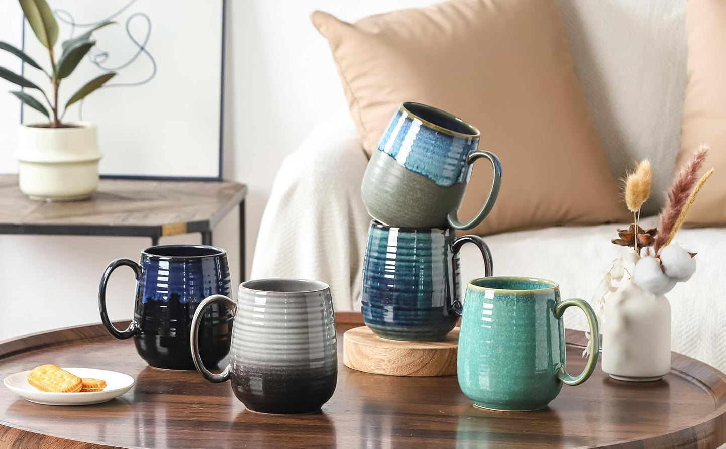 Large Coffee Mugs, Extra Large Ceramic Coffee Mug, 23 oz Handmade Pottery Mug, Big Tea Cups with Handle for Office and Home, Dishwasher and Microwave Safe (Sky Blue)