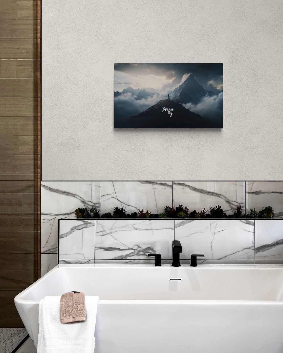 GoForArt Dream Big Motivational Canvas Wall Art, Inspirational Famous Quote Bedroom Living Room Decor, Positive Modern Landscape Mountain Office Dorm Room Poster Print (Dream Big04, 12''x20'')