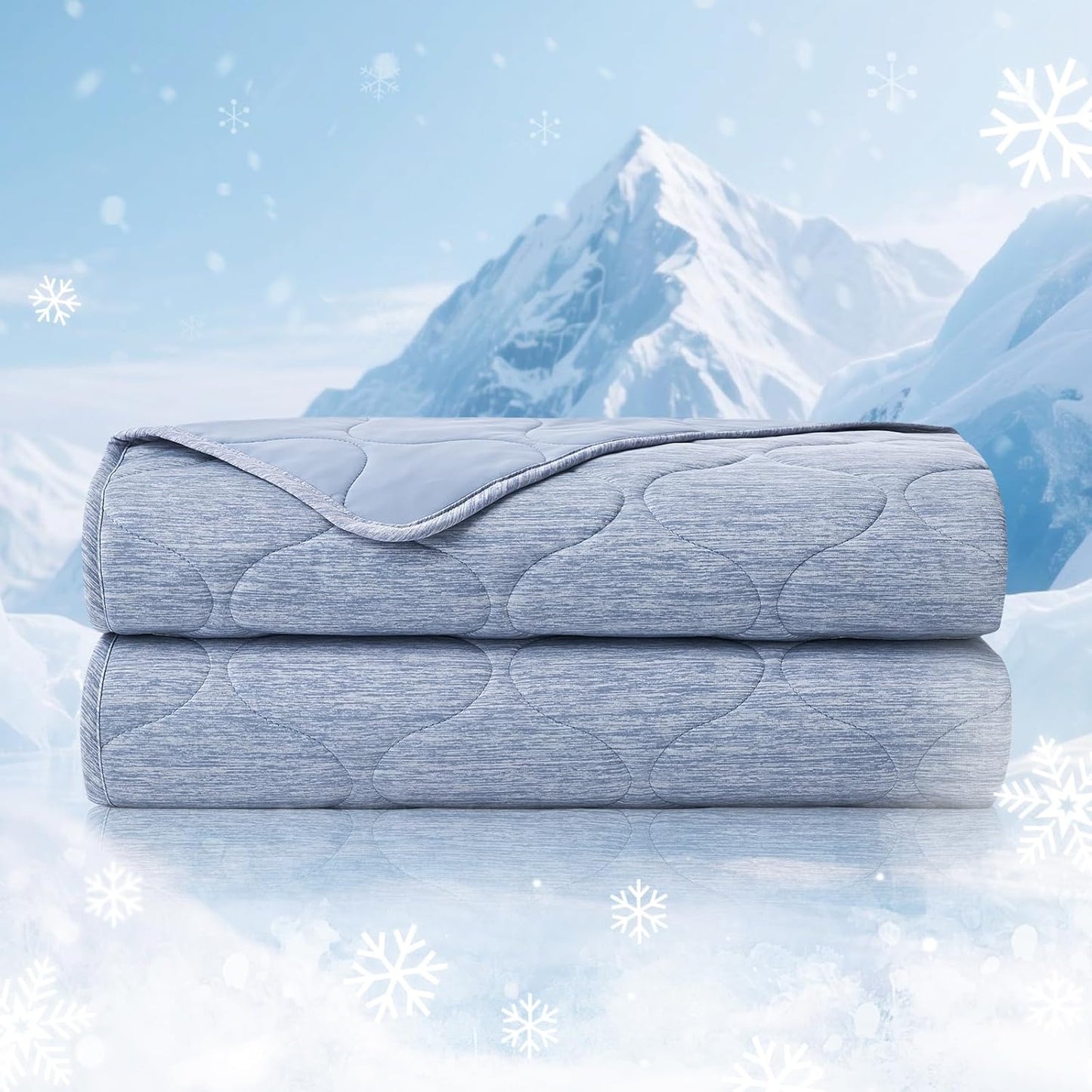 Cozy Bliss Cooling Dual-Sided Blanket for Hot Sleepers, Q-Max>0.46 Lightweight Soft Breathable All Seasons Double Side Cooling Throw for Night Sweats (Denim Blue, 60"x80")