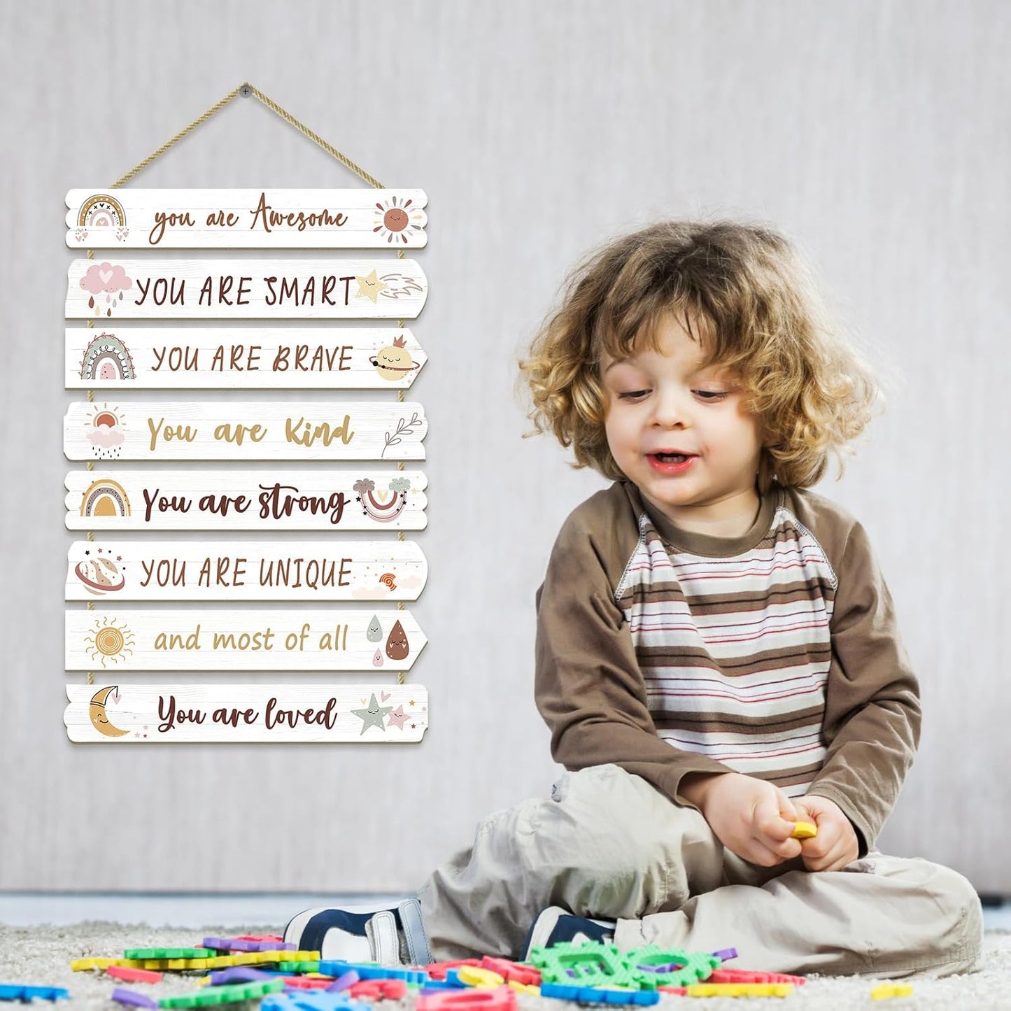 Girls Room Decor Wall Hanging Boho rainbow Room Decor for Girls Bedroom Inspirational Wall Art Rainbow Little Girl Toddler Room Wood Sign Nursery Room Decor (boho)