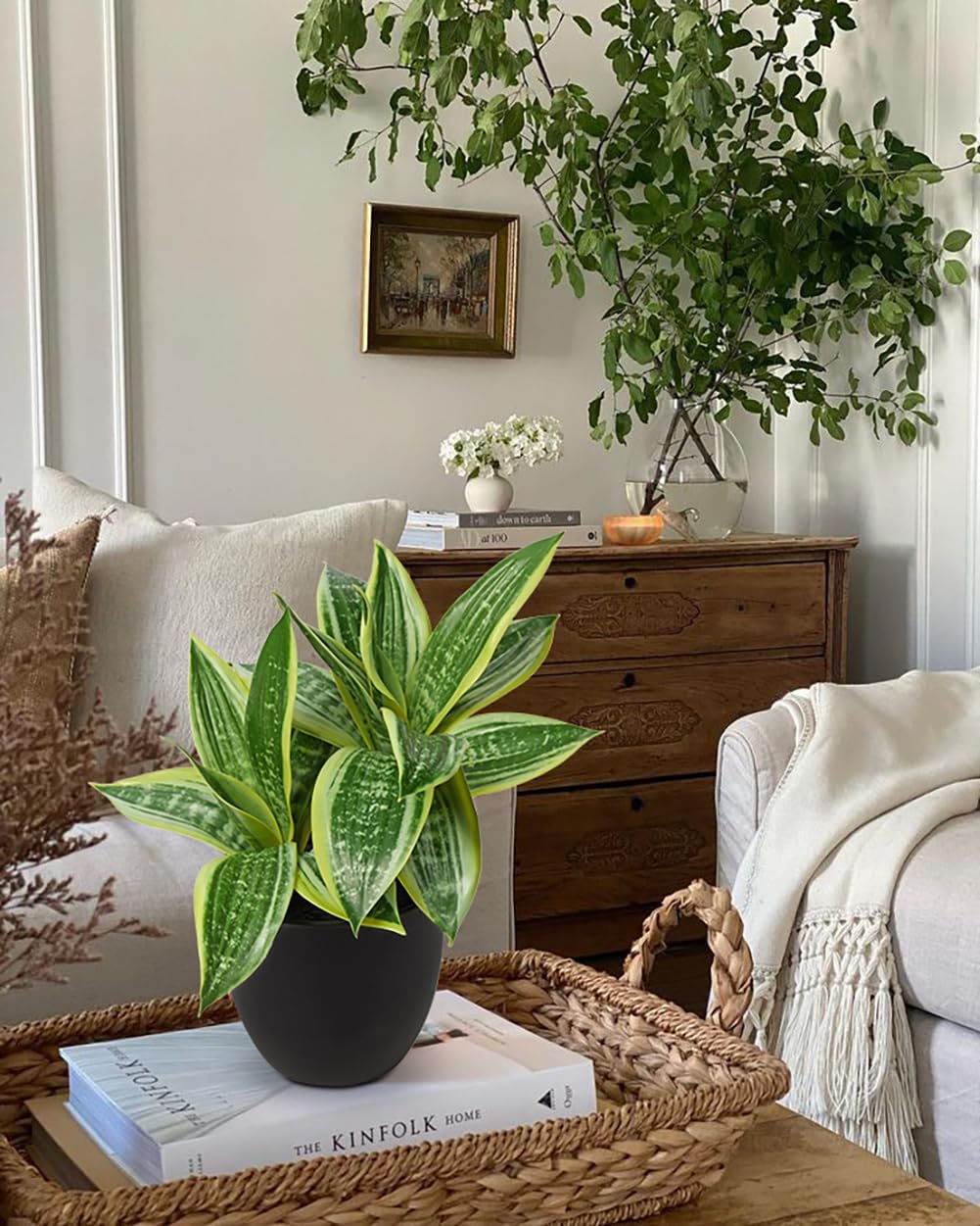 DILATATA Fake Snake Plant 11 Inch Small Potted Good Luck Plant Artificial Snake Plants Faux Mother in Law Tongue Sansevieria Plant - 20 Leaves Fake Laurentii for Indoor Outdoor Home Office Decor
