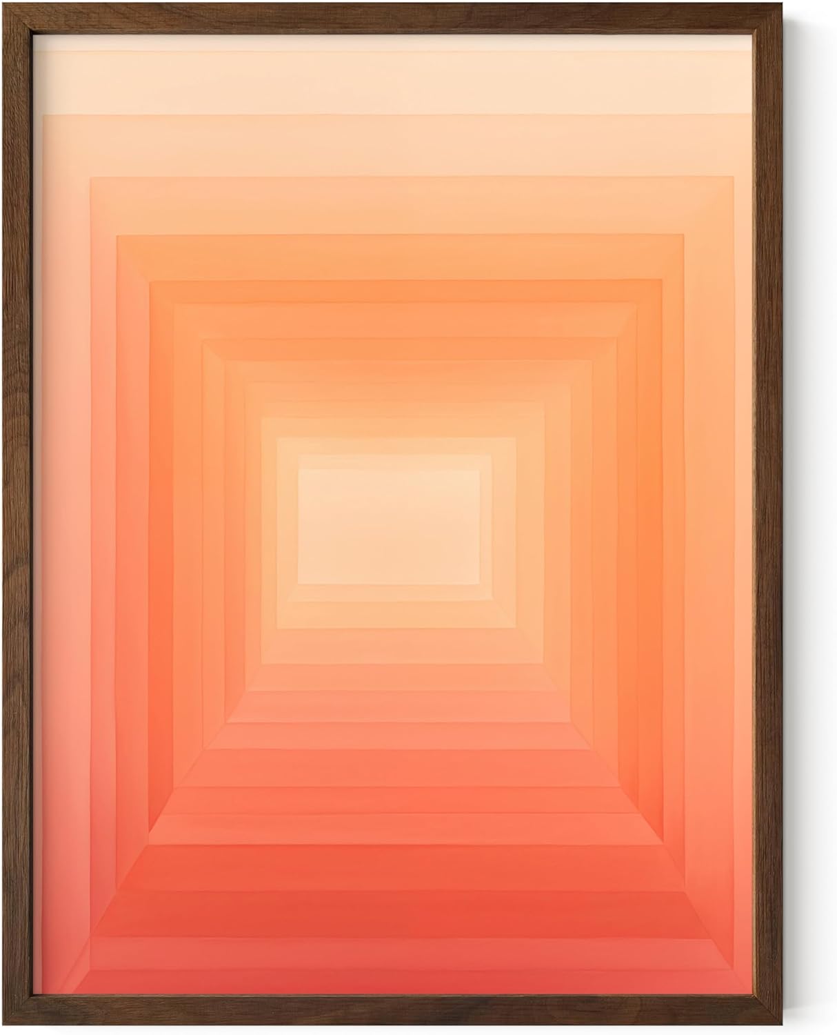 HAUS AND HUES Colorful Abstract Wall Art - Minimalist Retro Picture for Living Room Decor, Red and Pink Modern Wall Art Painting (Pink Geometric 2, Walnut Frame, 12x16)