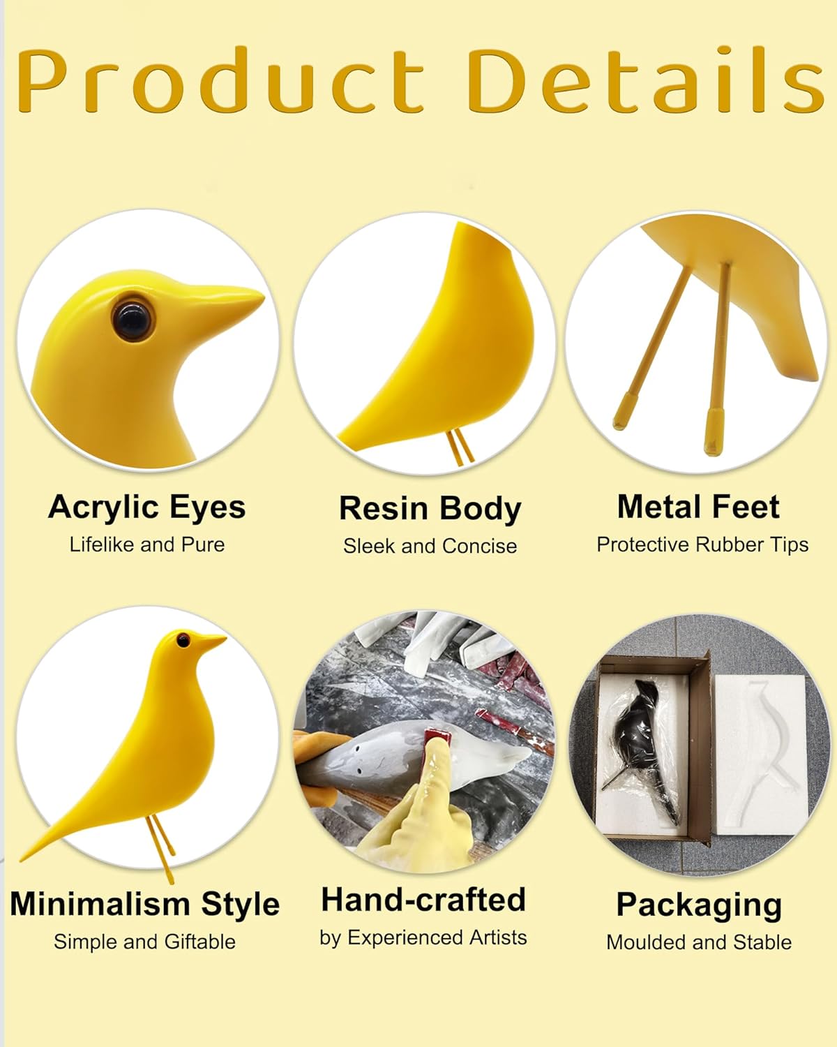 Mid Century Modern Bird Figurines - Decorative Sculptures for Living Room, Shelf, Mantle, TV Stand, Tabletop, Nightstand, Office, Kitchen - Unique Home Decor & Gifts for Bird Lovers