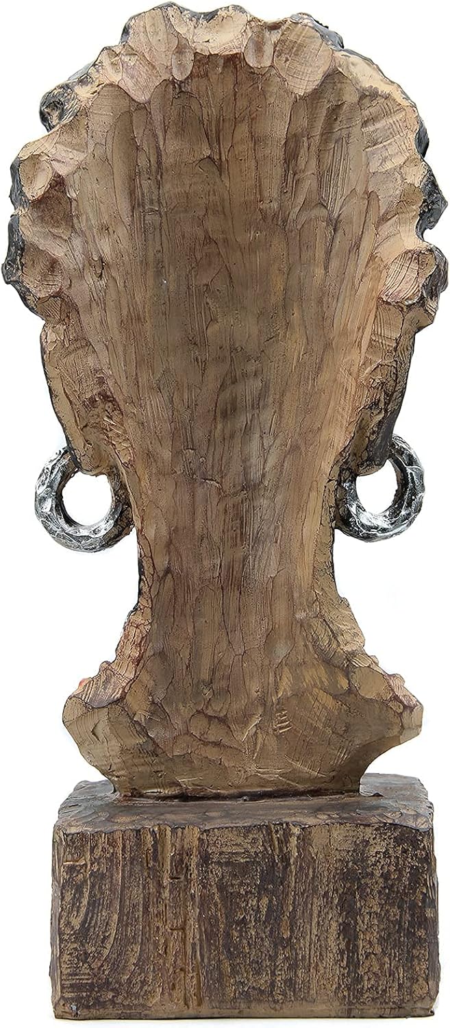 Leekung African Statues and Sculptures for Home Decor,African Figurines Head Statue Decorations for Home,African Art Sculptures Woman Statue Decor for Living Room Antique Woodstone Color