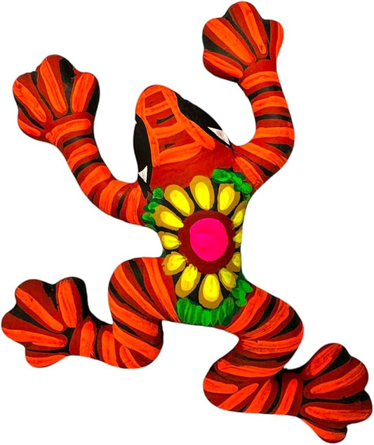 Talavera Frog Guerrero Sculpture Mexican Pottery Folk Art Multicolor Home Decor Handmade Hand Painted Indoor Outdoor Garden 6" (Multicolor 6)