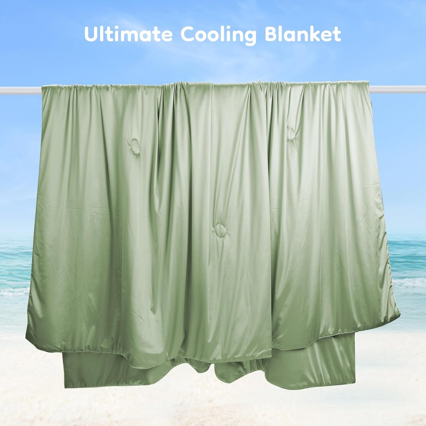 Cooling Blanket Twin Summer Comforter for Hot Sleepers, Silky-Soft & Cool Fiber, Double-Sided Cold Blanket for Night Sweats, Single Size All-Season Comfort, 60" x 80", Sage Green
