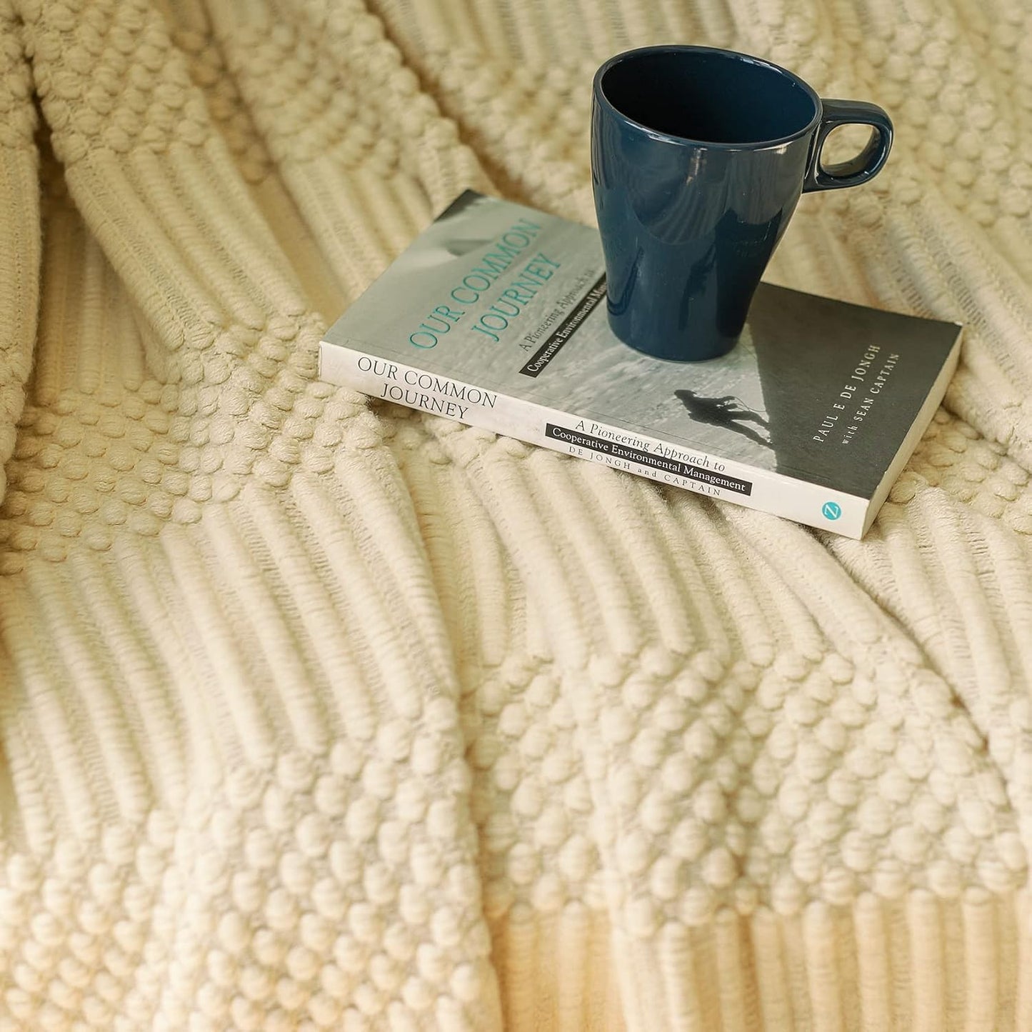 Blagic Knitted Throw Blanket for Couch, Bed and Sofa. Super Soft Blanket with Tassels, Beige Throw Blanket, 60 x 80Inches Lightweight & Cosy Home Decor