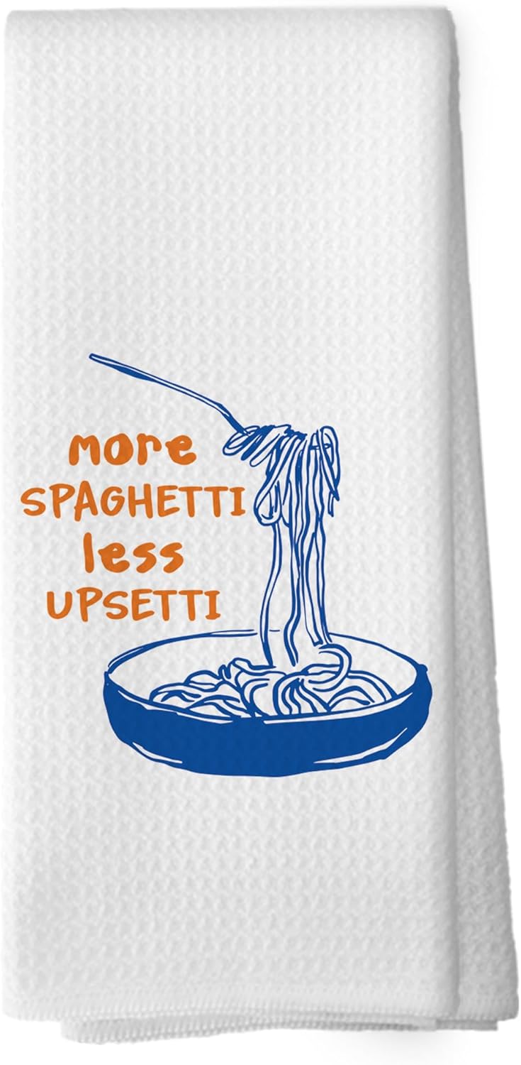 Funny Pasta Gifts Kitchen Towels - Cooking Dish Towels Gifts for Chef, Baking Kitchen Gifts, Humorous Sarcastic Decorative Absorbent Dishcloths Hand Towels for Kitchen Decor 16x24 Inches