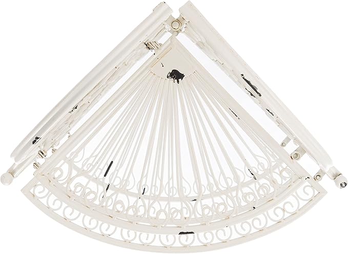 SAFAVIEH PAT5013B Outdoor Collection Abarrane Antique White Wrought Iron 4-Tier Corner Shelf