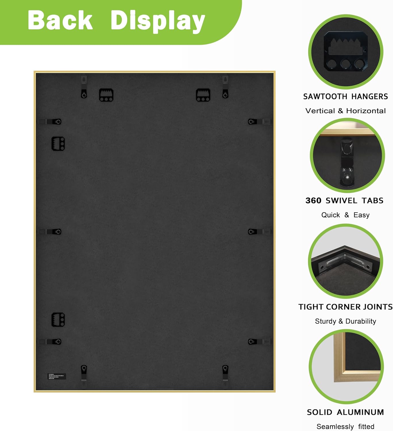 FrameWorks 18x24 Matted to 12x18 Picture Frame – Aluminum Frame w/Tempered Glass, Removable Mat for Photos, Posters, Art, Stylish Wall Frame for Home Decor, Gallery Walls, Office, Living Room - Gold