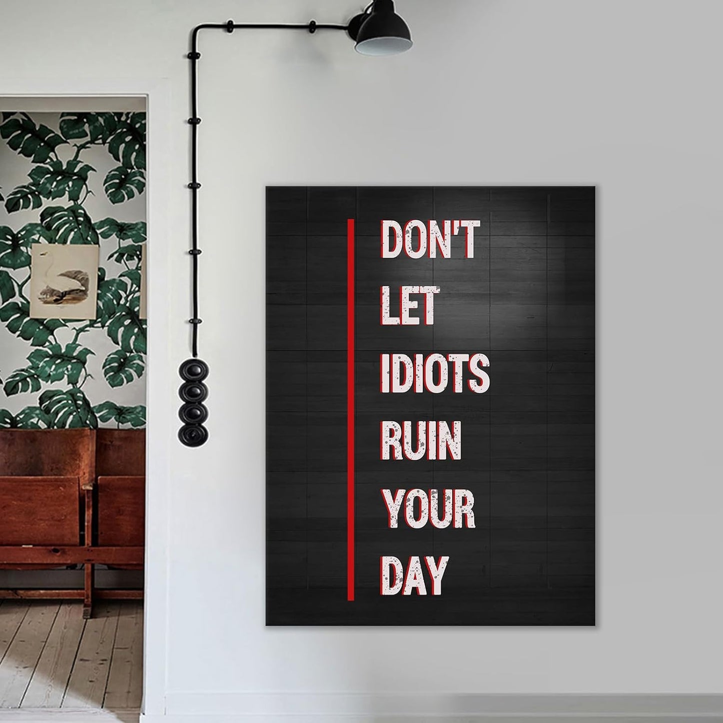 Don't Let Idiots Ruin Your Day Motivational Canvas Wall Art Entrepreneur Quotes Poster Painting Positive Print Wall Decor Artwork for Living Room Office Workplace Stretched and Framed [30''Wx 40''H]
