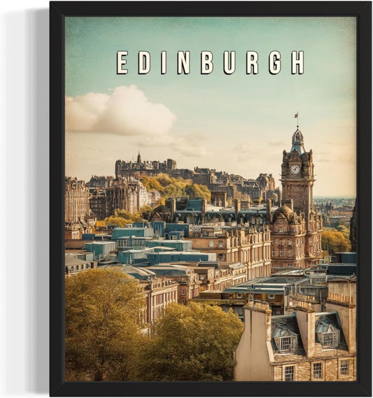 Edinburgh, Scotland Art Print Poster, Europe Vintage City Retro Photography Skyline Travel Bedroom Bathroom Living Room Decor 183 (Edinburgh, Scotland, 16 x 20 inches, Unframed)