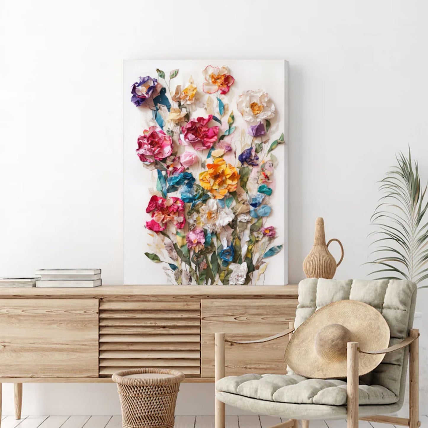 Framed Colorful Floral Canvas Wall Art Flowers Rose Wildflowers painting Wall Decor Artwork Modern Botanical Picture paints Poster Prints Ready to Hang (Floral, 16x24 Inch Framed)