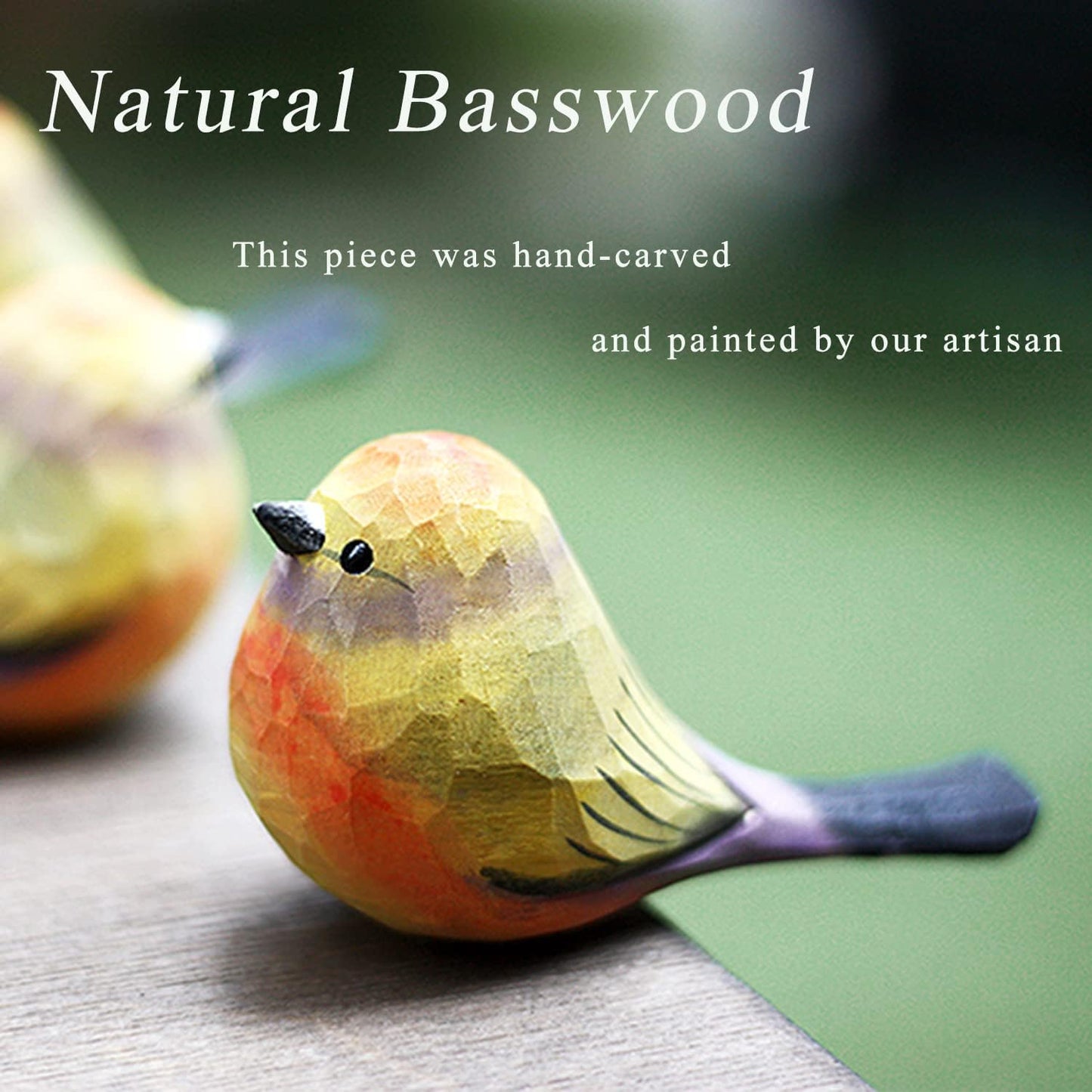 Handmade Wooden Carved Bird Decor Sculpted Hand-Painted Bird Figurines Small Home Decor Bird Statue Shelf Decor BFF Gifts for Bird Lovers (Leptopoecile sophiae)