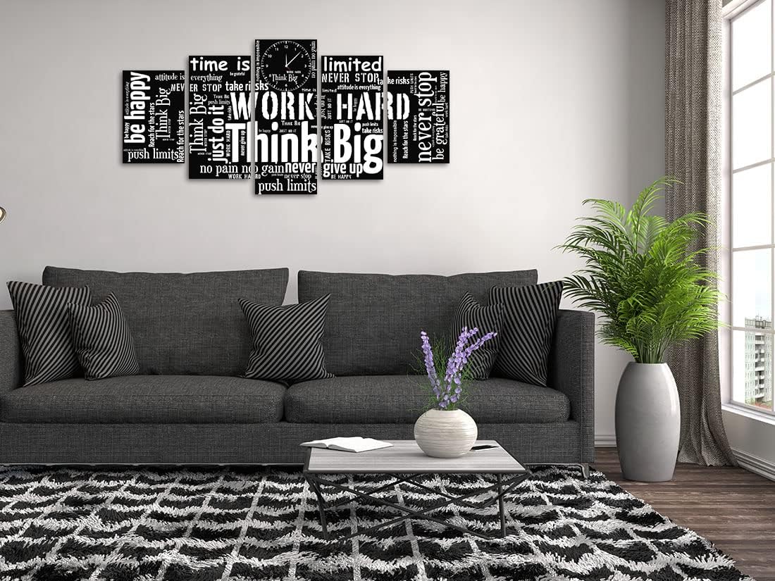 Biufo Inspirational Quotes Wall Art Canvas Painting Black White Motivational Words Pictured for Living Room Office Decor (X-Large)