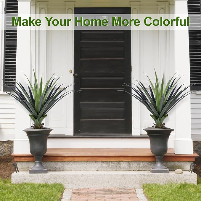 3ft Artificial Spiked Agave Plant, 36" Faux Agave Plants Indoor Small Floor Plant Perfect for Front Porch, Patio, Indoor Outdoor Home, Office Decor (Set of 2)