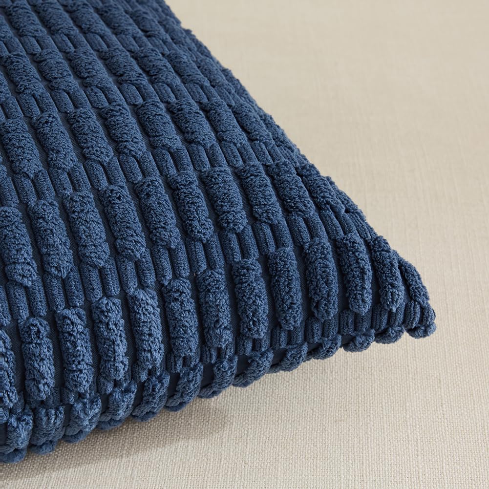 Fancy Homi Dusty Blue Lumbar Decorative Throw Pillow Covers 12x20 Inch for Living Room Couch Bedroom, Soft Corduroy Rectangle Solid Cushion Case 30x50 cm, Rustic Farmhouse Boho Home Decor