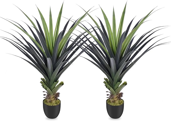 4ft Artificial Spiked Agave Plant, 48inch Faux Agave Plants Indoor Realistic Floor Plant Perfect for Front Porch, Patio, Indoor Outdoor Home, Office Decor (Set of 2)