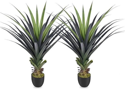 4ft Artificial Spiked Agave Plant, 48inch Faux Agave Plants Indoor Realistic Floor Plant Perfect for Front Porch, Patio, Indoor Outdoor Home, Office Decor (Set of 2)