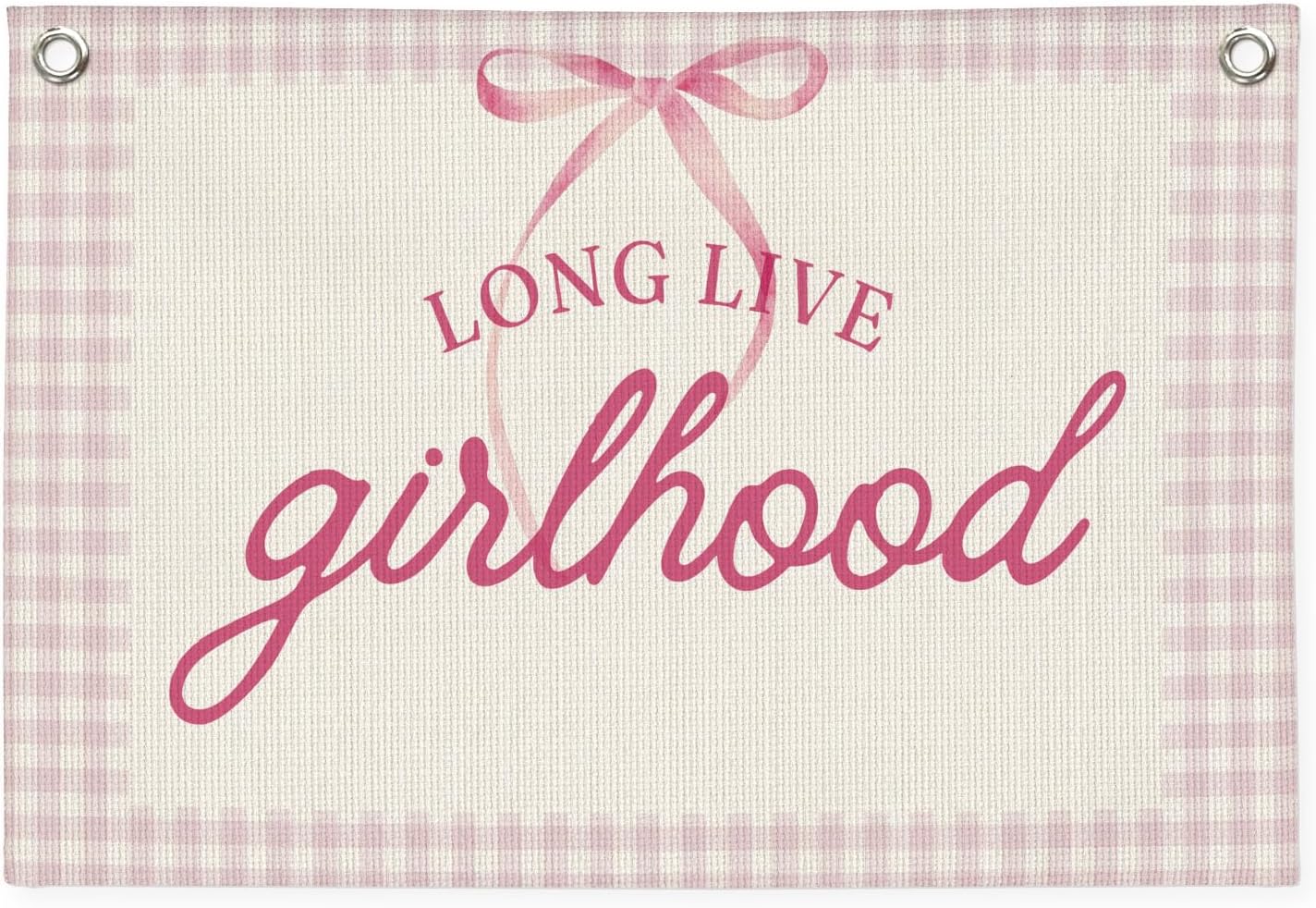 Girl Room Decor - Long Live Girlhood Linen Banner，Bow Nursery Decor for Girl,Swan Decor Wall Hanging for Nursery, Playroom, Kids Bedroom and Aesthetic Room Decor 30x20 Inch