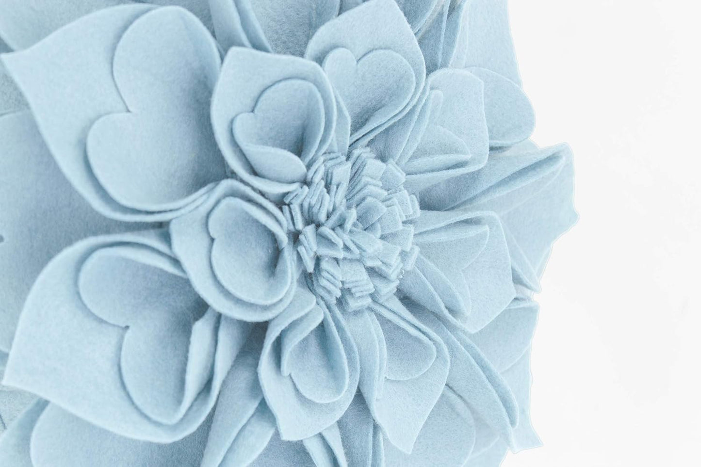 Fennco Styles Handmade 3D Heart-Shaped Petals Flower Decorative Throw Pillow Cover Only - 13" Round Aqua Floral Pillow Case for Couch, Home Décor and Holiday, Housewarming Gift