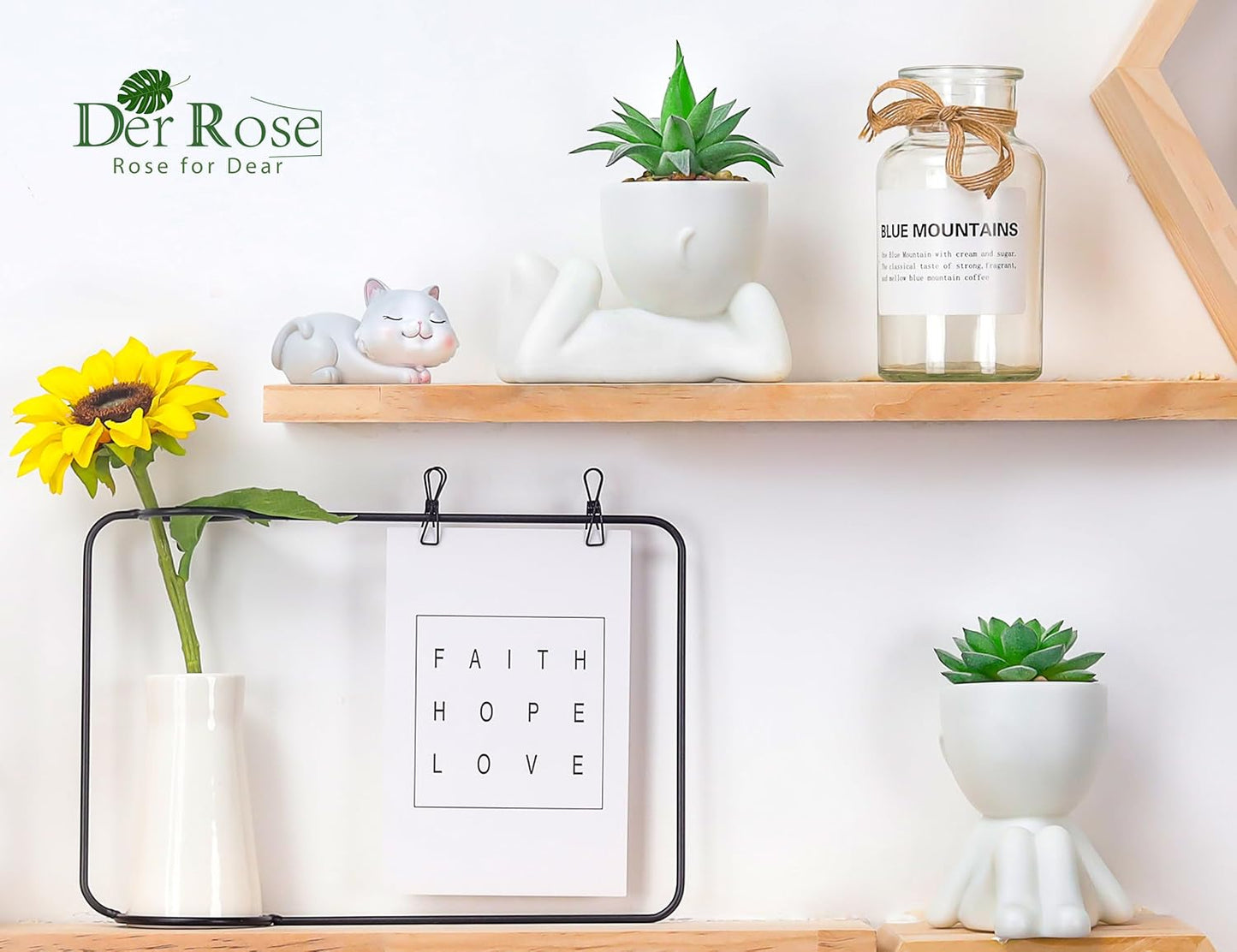 Der Rose Set of 2 Fake Plants Artificial Succulent Plants for Office Desk Accessories Bathroom Home Room Aesthetic Decor Indoor