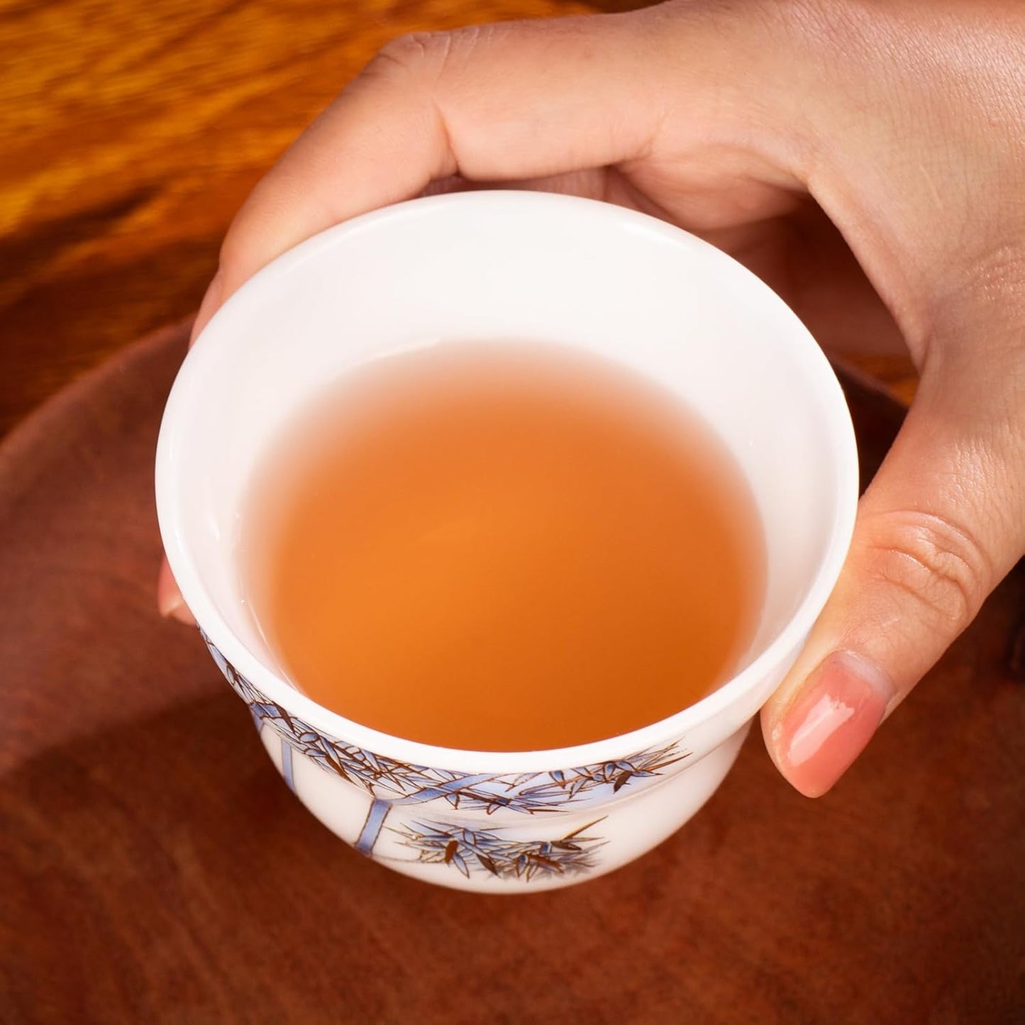 KAMMAK Ceramic Tea Cups Small, Cute Vintage Coffee Cup Set of 2, Porcelain Teacups Espresso Mug, 3.2oz Hand Painted Chinese Afternoon Tea Party Mugs, Birthday Gift for Women Men, Ice Fortune